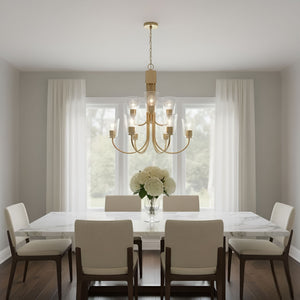 Generation Lighting - GLC1169SB - Nine Light Chandelier - Miles - Satin Brass
