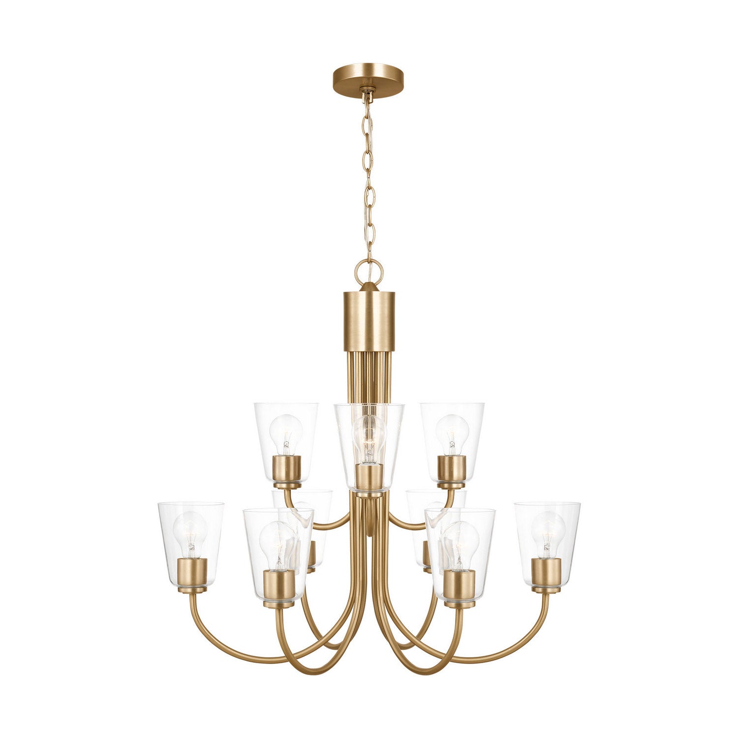 Generation Lighting - GLC1169SB - Nine Light Chandelier - Miles - Satin Brass