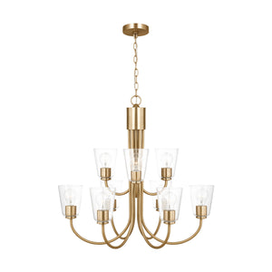 Generation Lighting - GLC1169SB - Nine Light Chandelier - Miles - Satin Brass