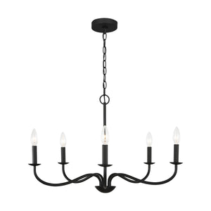 Generation Lighting - GLC1205MBK - Five Light Chandelier - Abells - Midnight Black