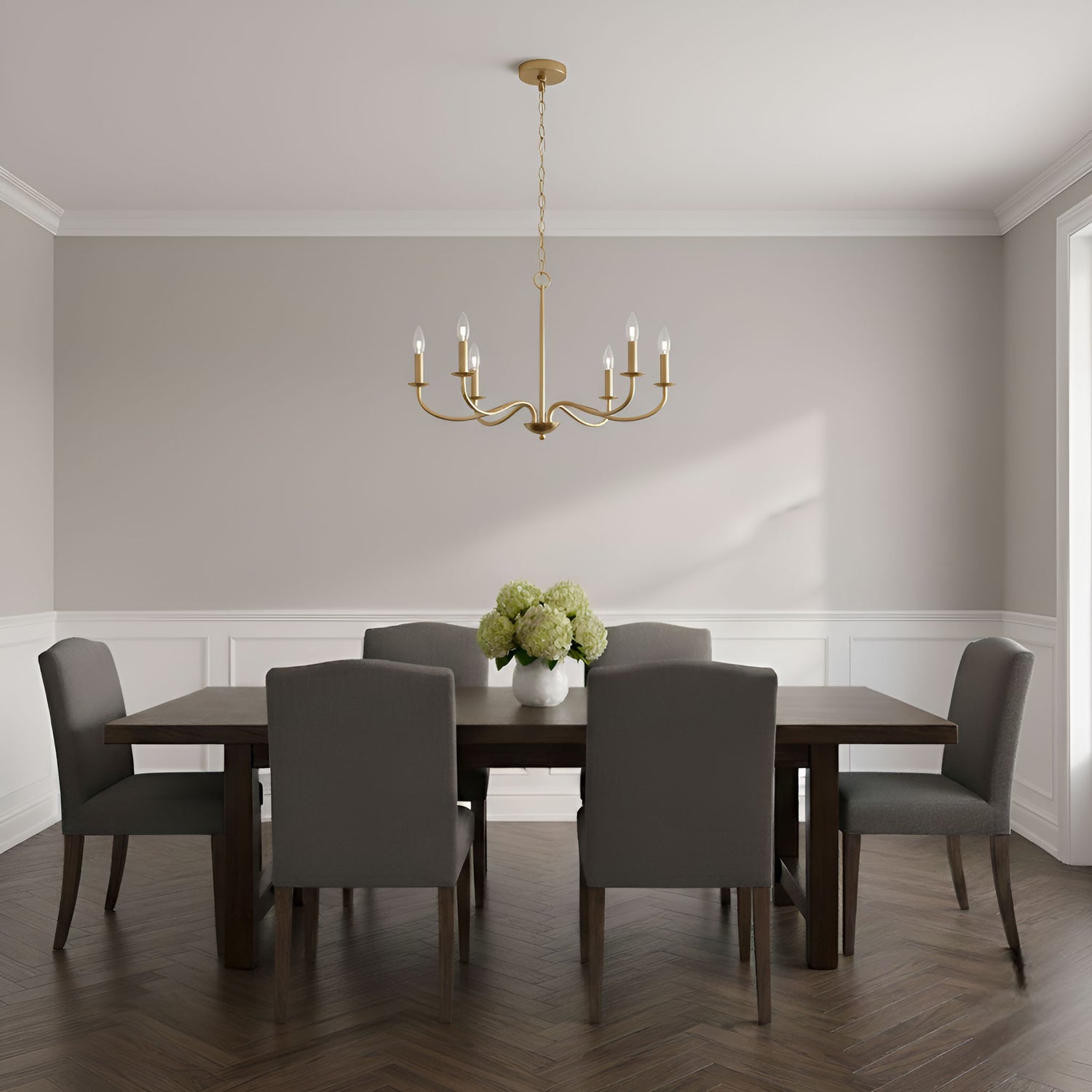 Generation Lighting - GLC1205SB - Five Light Chandelier - Abells - Satin Brass