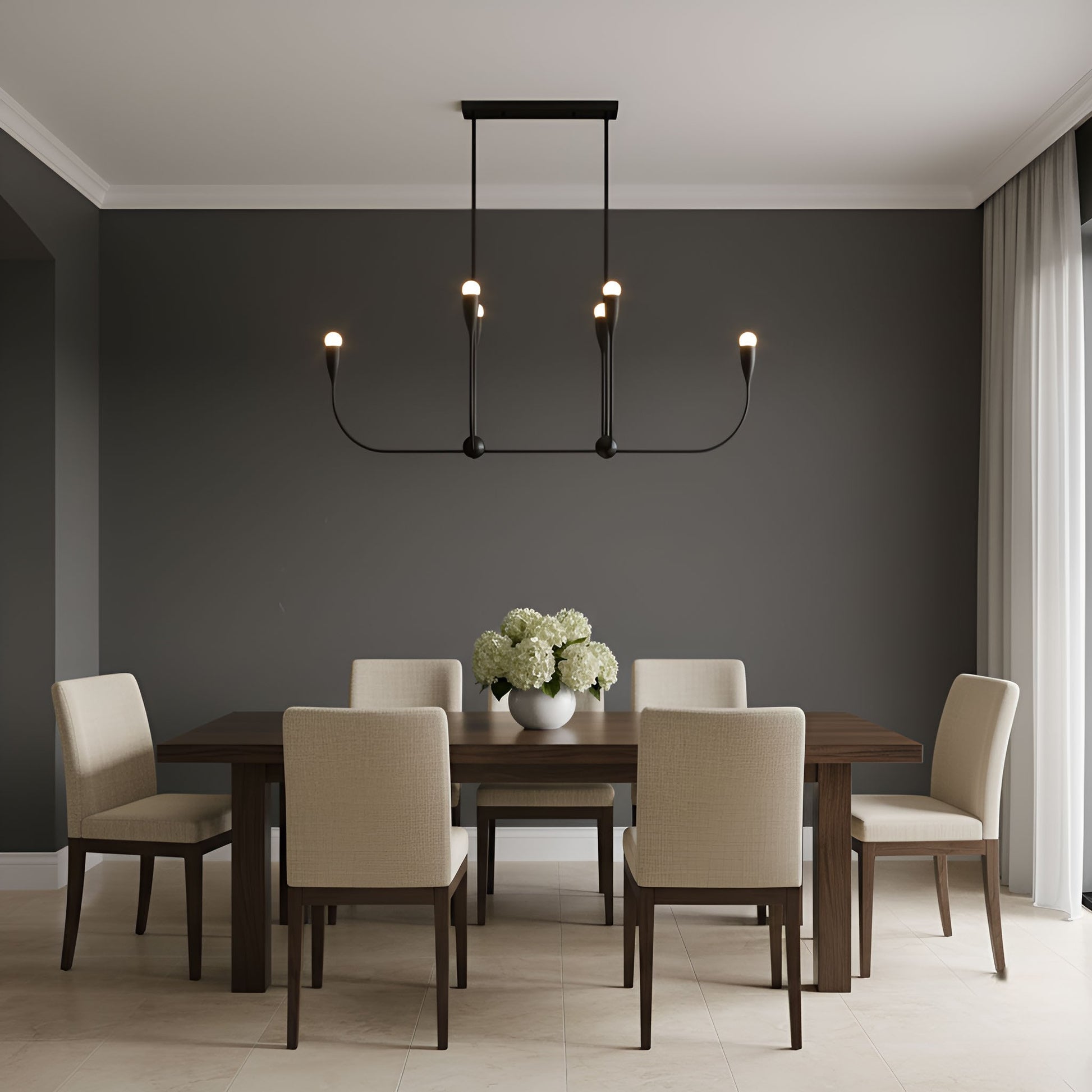 Generation Lighting - GLC1226MBK - Six Light Linear Chandelier - Maya - Midnight Black