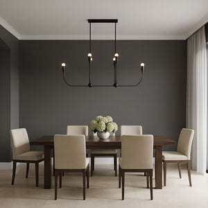 Generation Lighting - GLC1226MBK - Six Light Linear Chandelier - Maya - Midnight Black
