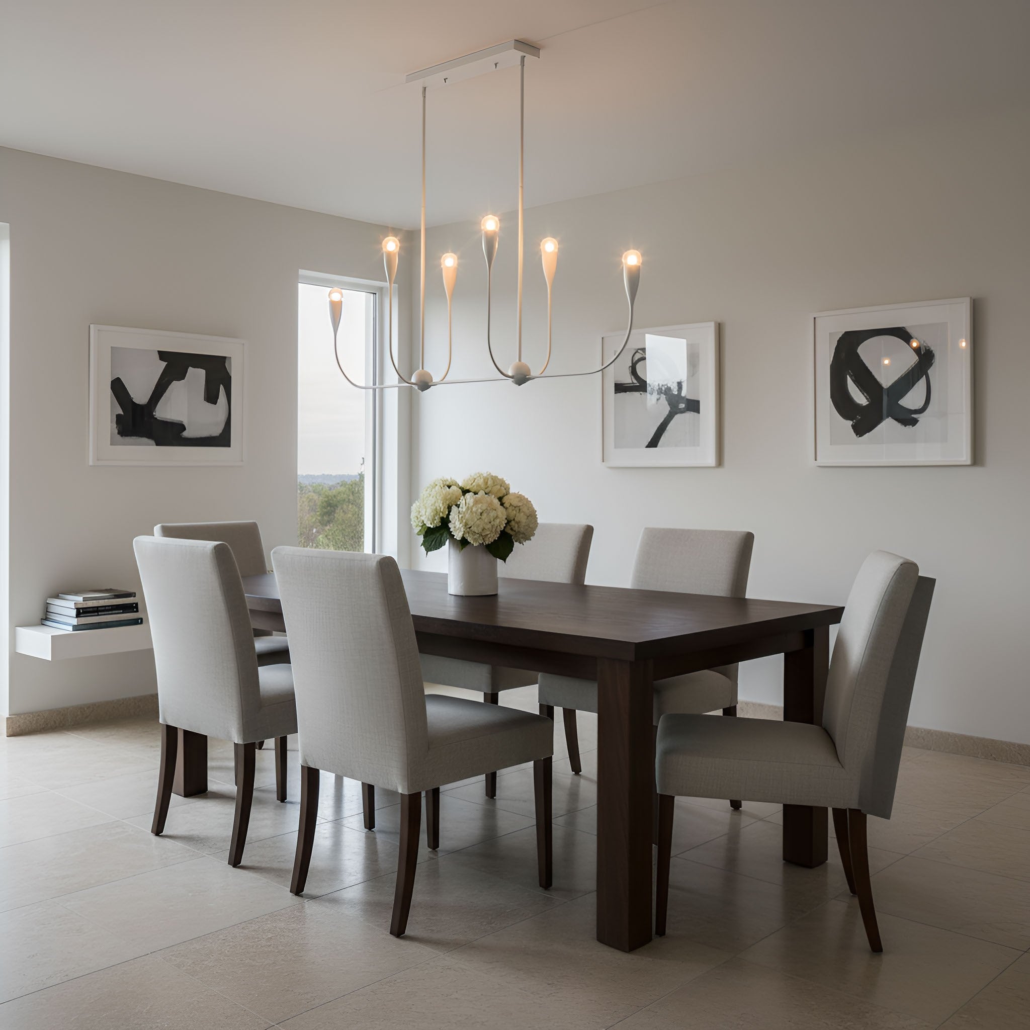 Generation Lighting - GLC1226MWT - Six Light Linear Chandelier - Maya - Matte White