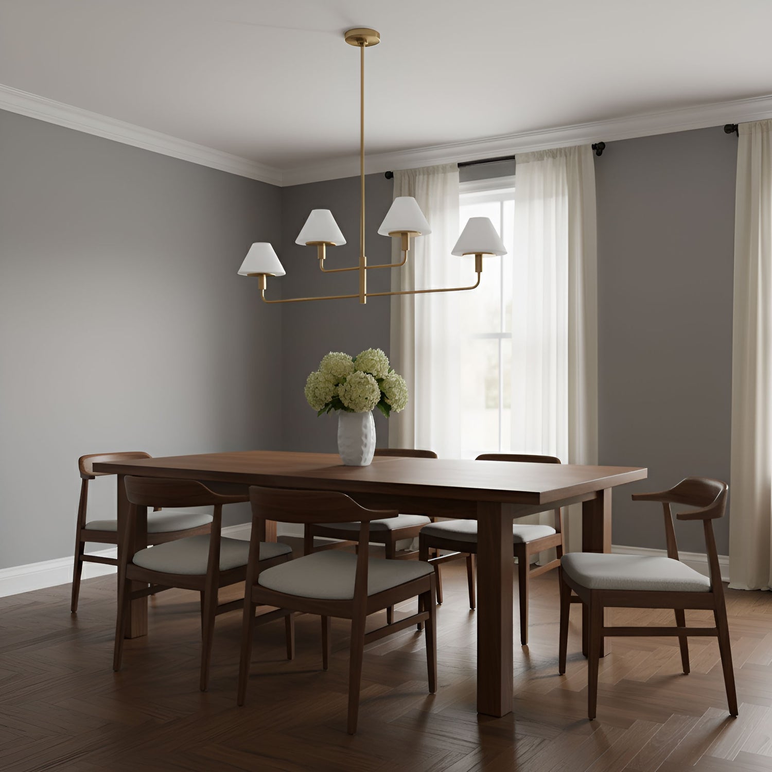 Generation Lighting - GLC1244SB - Four Light Chandelier - Mendota - Satin Brass