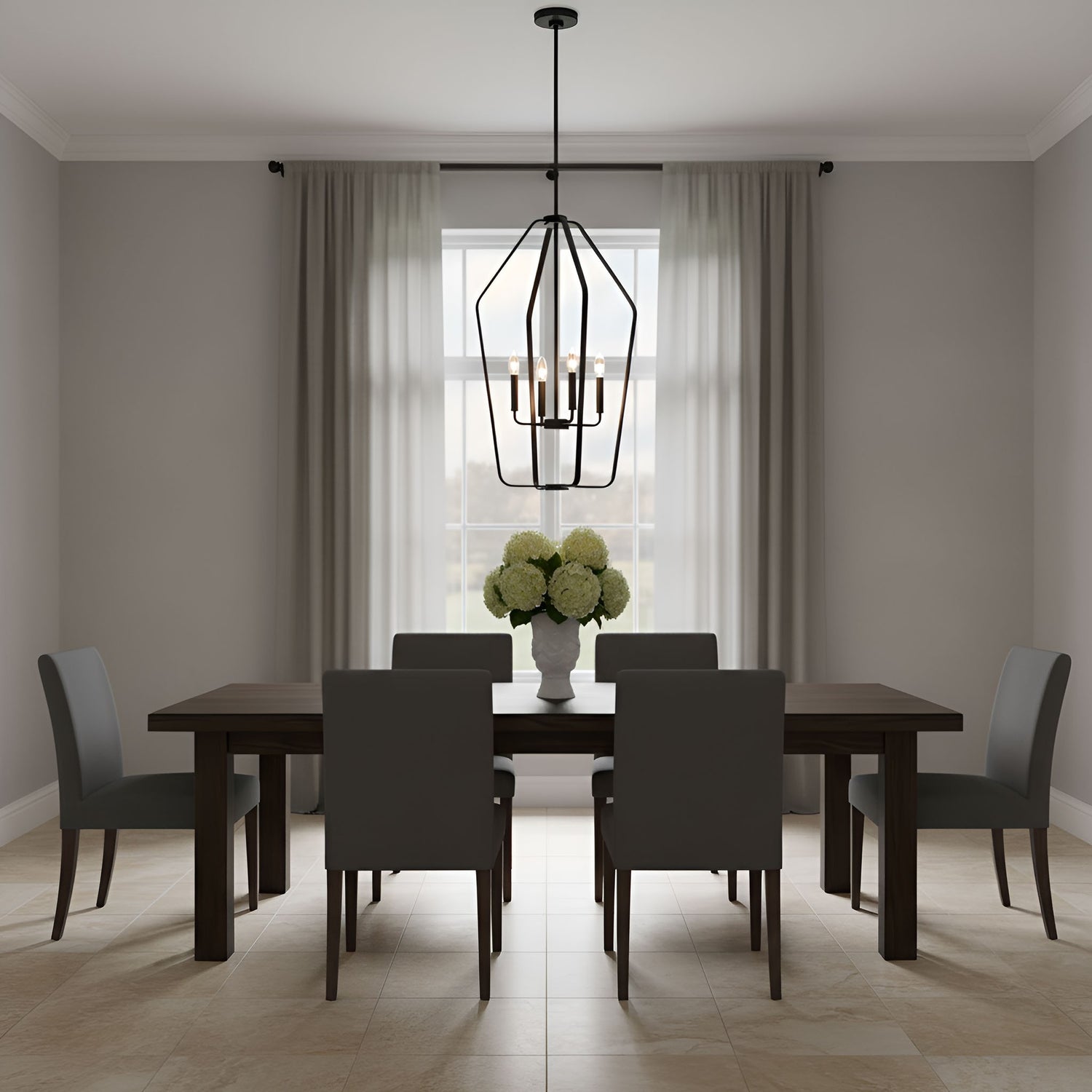 Generation Lighting - GLC1274MBK - Four Light Chandelier - Kennan - Midnight Black
