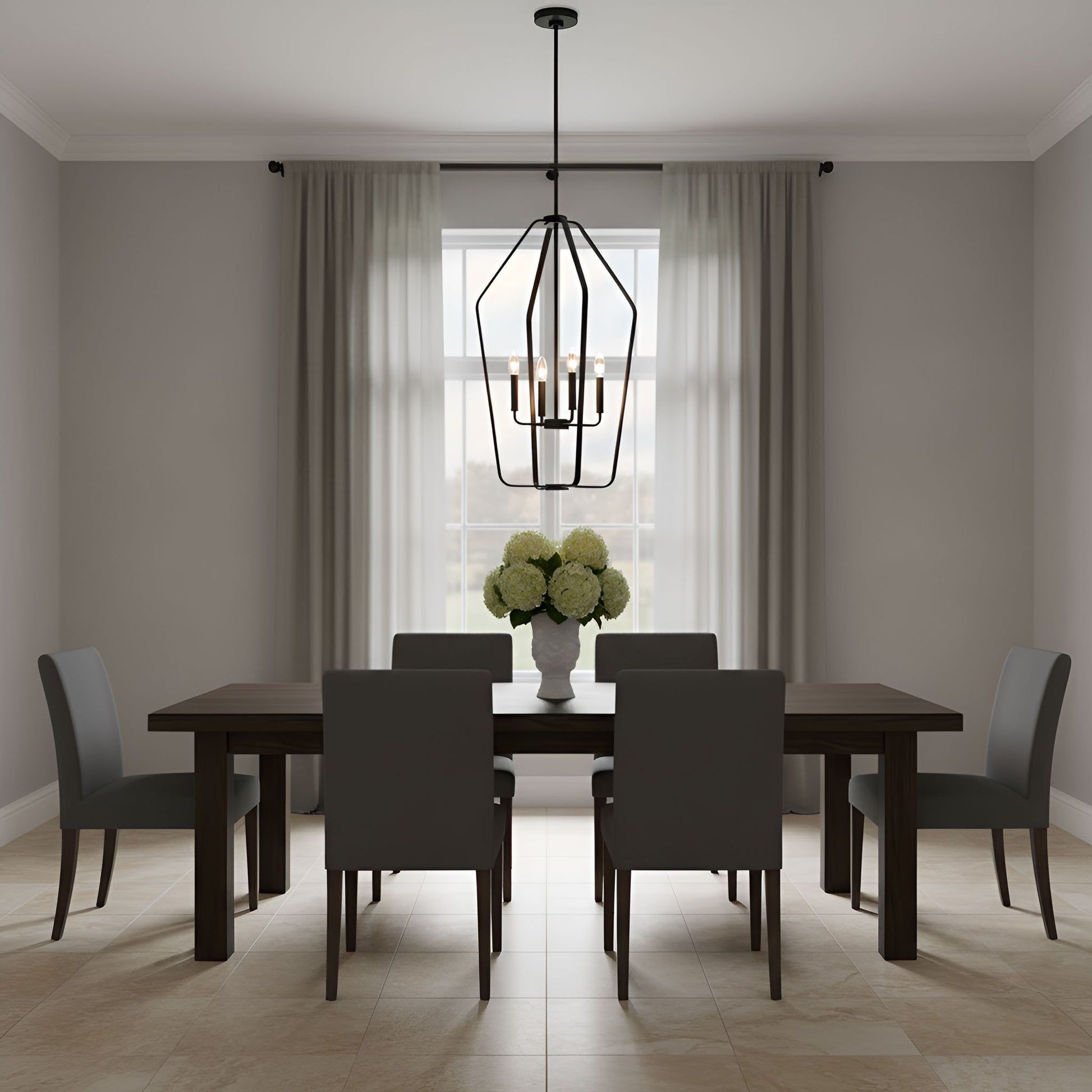 Generation Lighting - GLC1274MBK - Four Light Chandelier - Kennan - Midnight Black