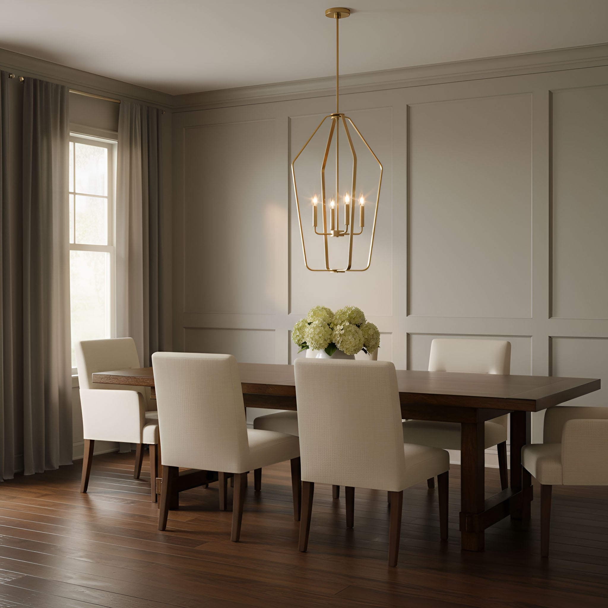 Generation Lighting - GLC1274SB - Four Light Chandelier - Kennan - Satin Brass