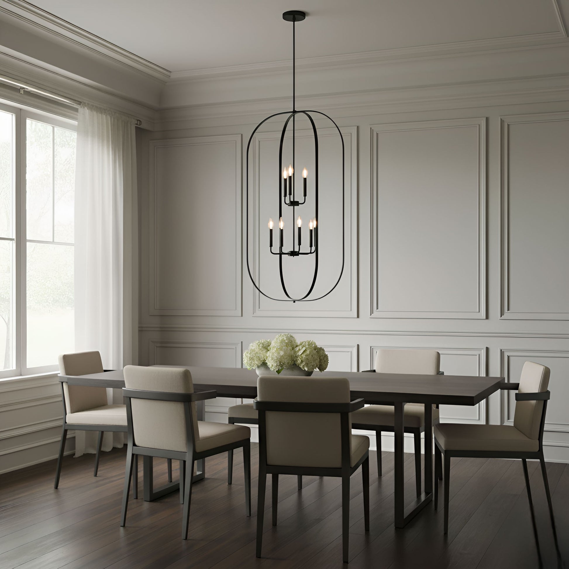 Generation Lighting - GLC1329MBK - Nine Light Chandelier - Loretto - Midnight Black