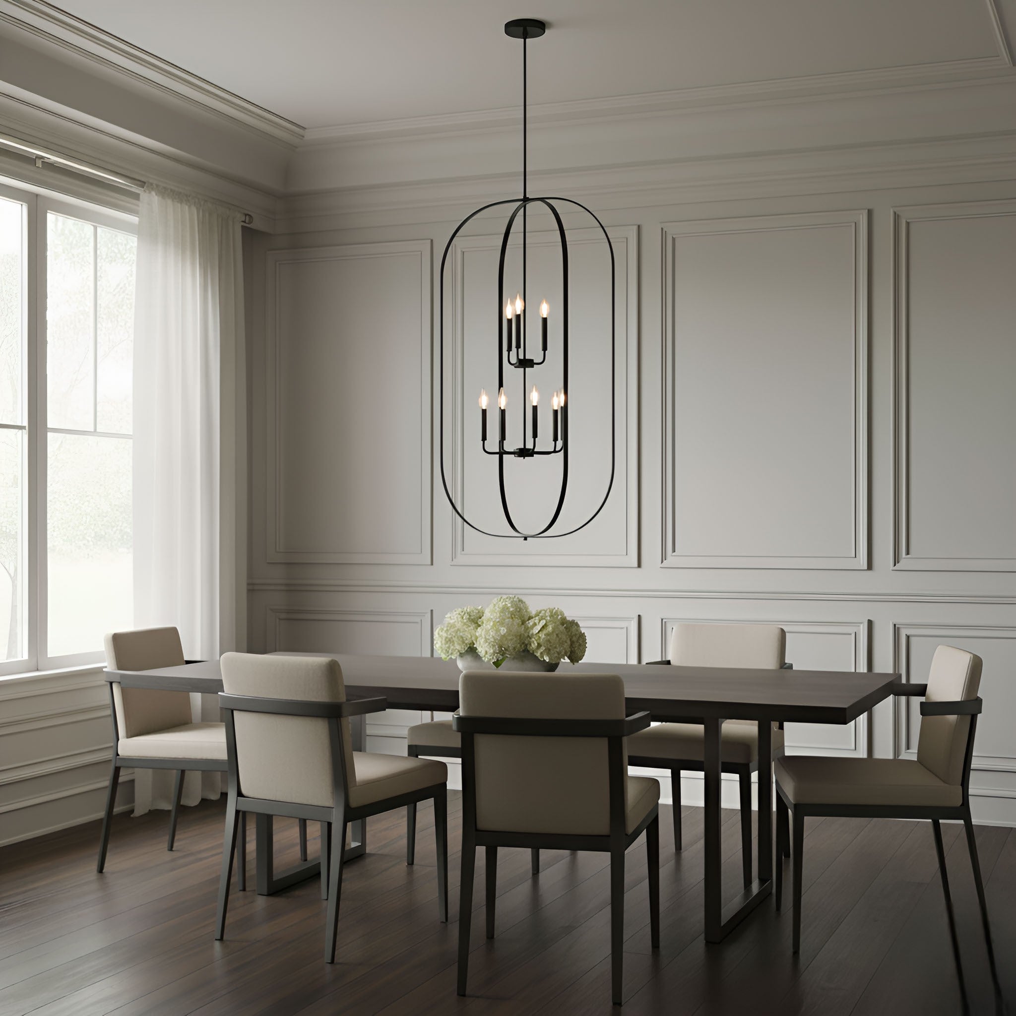 Generation Lighting - GLC1329MBK - Nine Light Chandelier - Loretto - Midnight Black