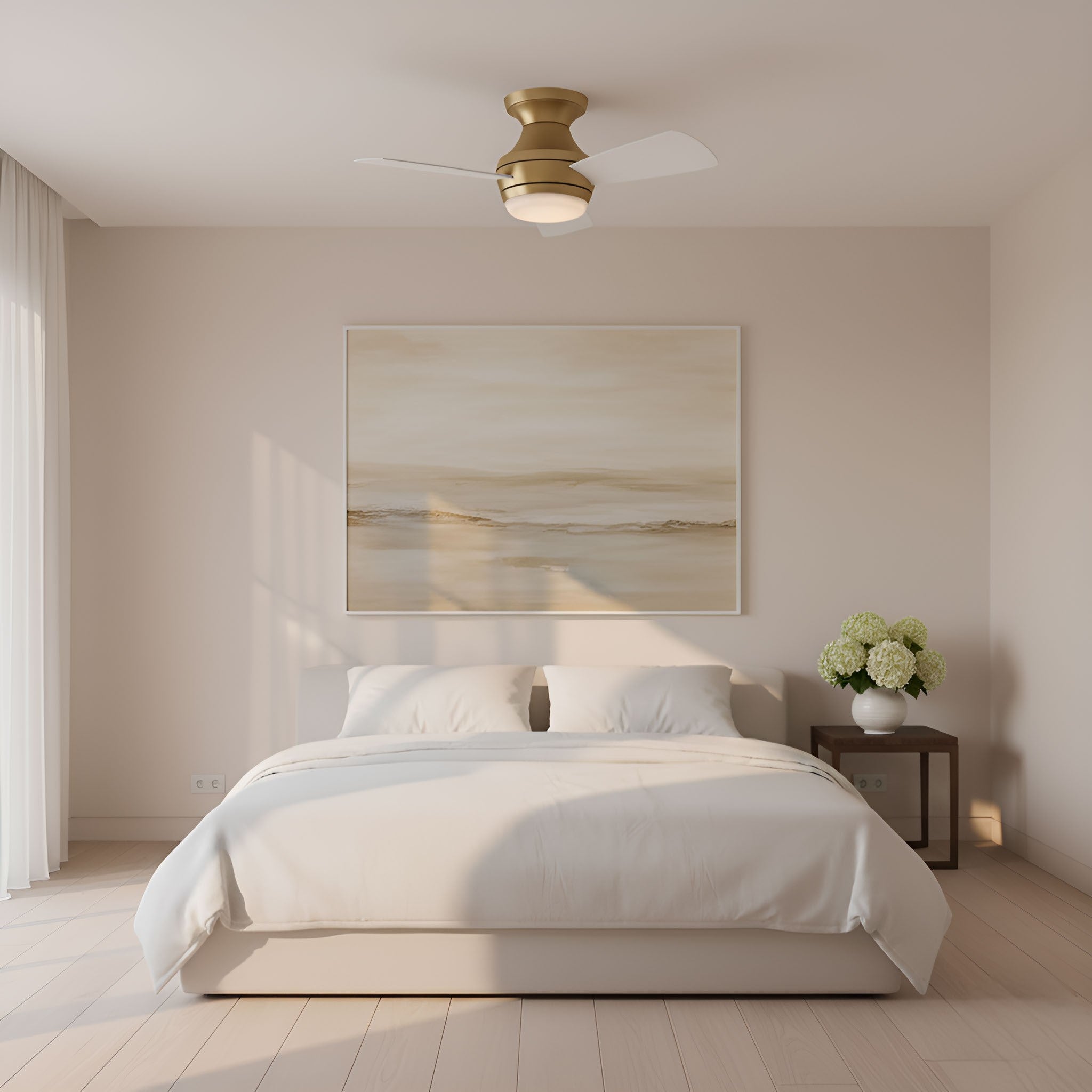 Visual Comfort Fan - 3IKHR32BBSD - 32" Ceiling Fan - Ikon 32 Hugger LED - Burnished Brass