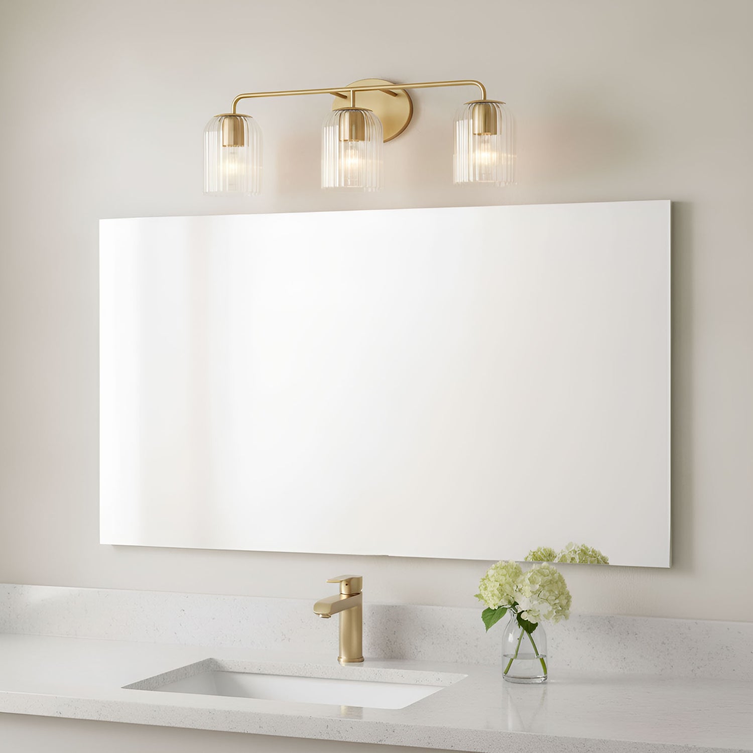 Generation Lighting - GLV1133SB - Three Light Vanity - Eisele - Satin Brass