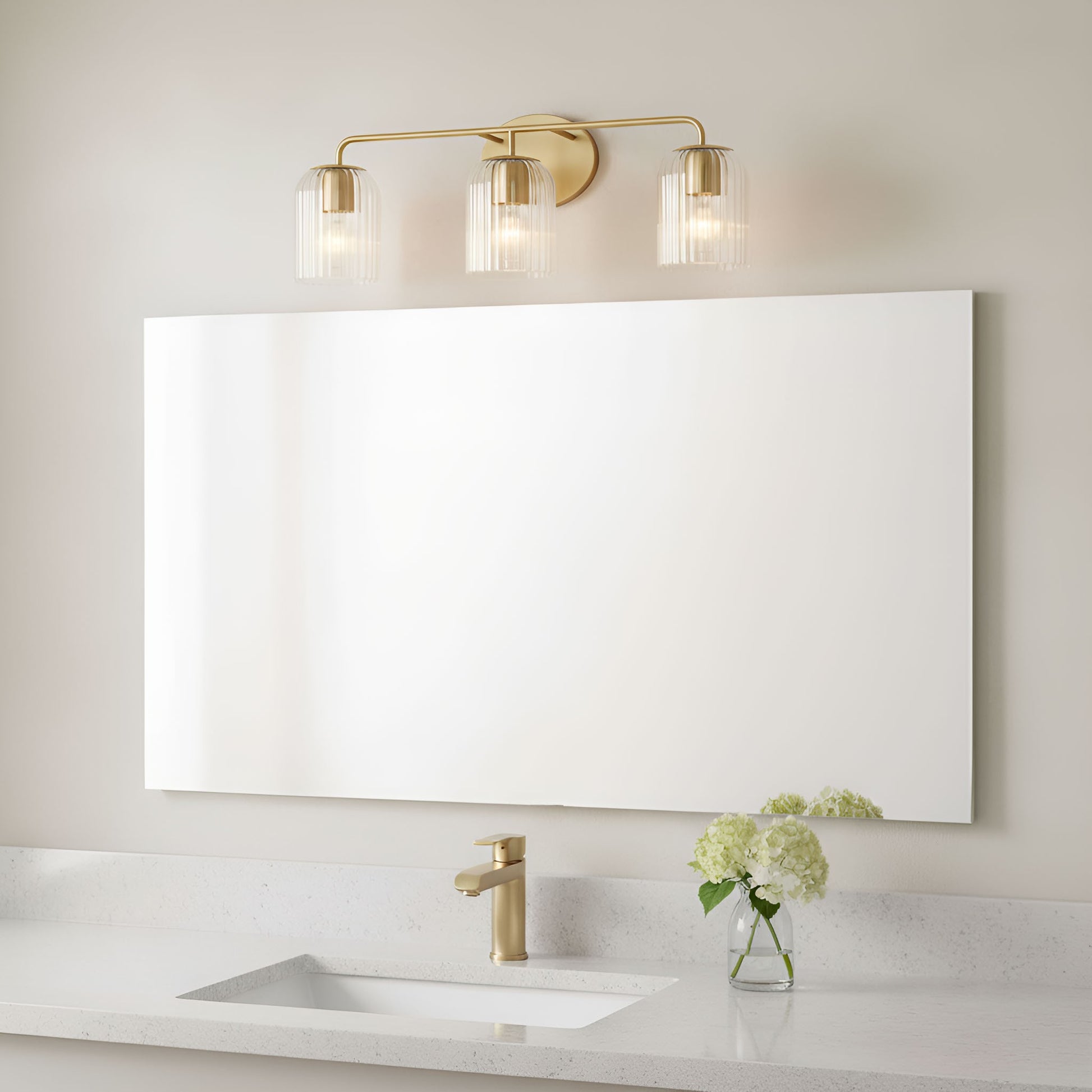 Generation Lighting - GLV1133SB - Three Light Vanity - Eisele - Satin Brass