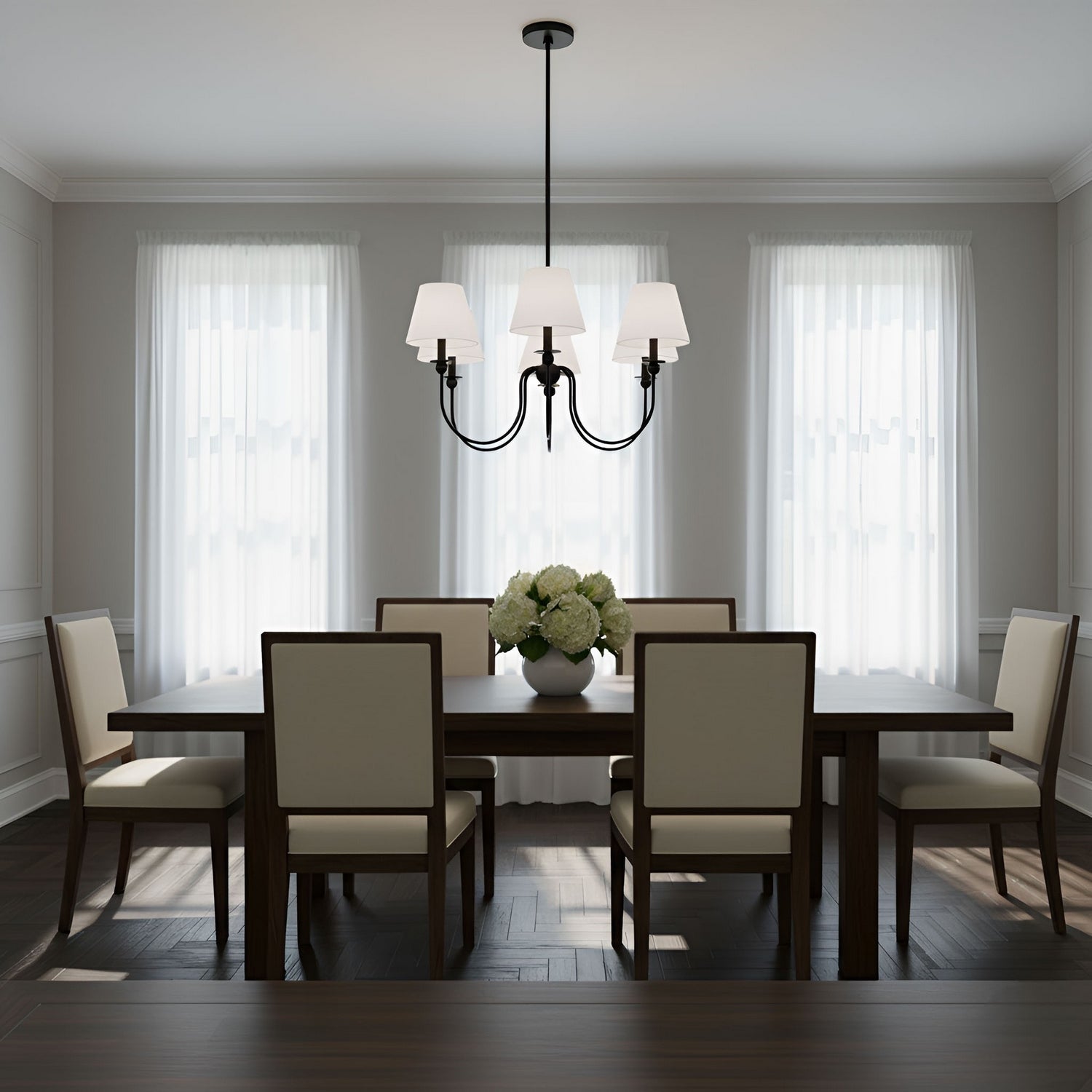 Visual Comfort Studio - DJC1255MBK - Five Light Chandelier - Elsay - Midnight Black