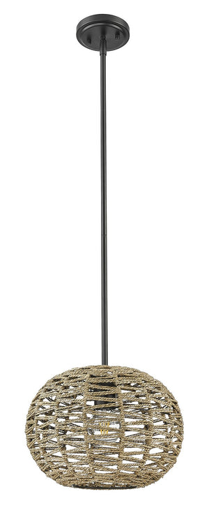 Acclaim Lighting - IN20005BK - One Light Pendant - Berkshire - Black Metal with Natural Seagrass