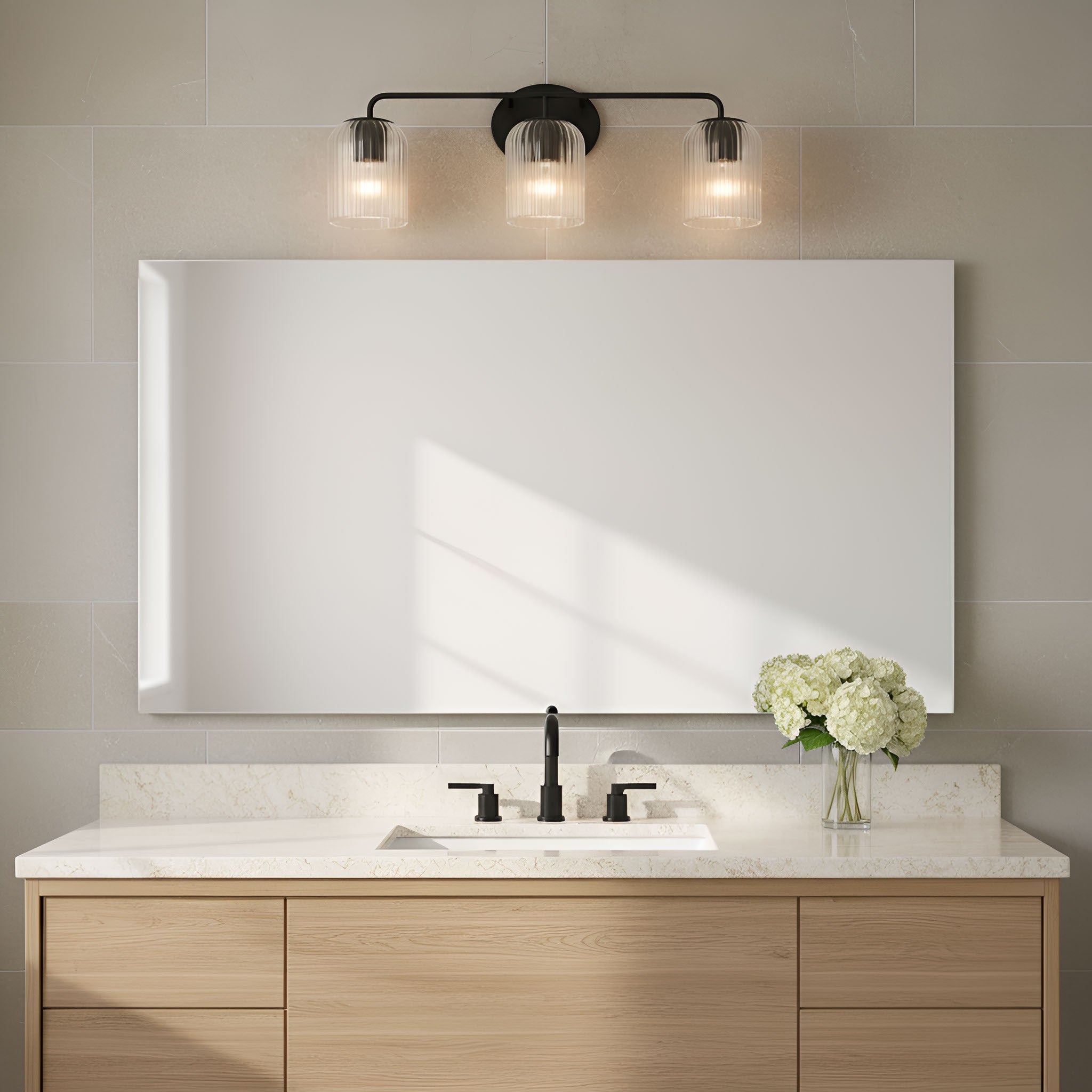 Generation Lighting - GLV1133MBK - Three Light Vanity - Eisele - Midnight Black