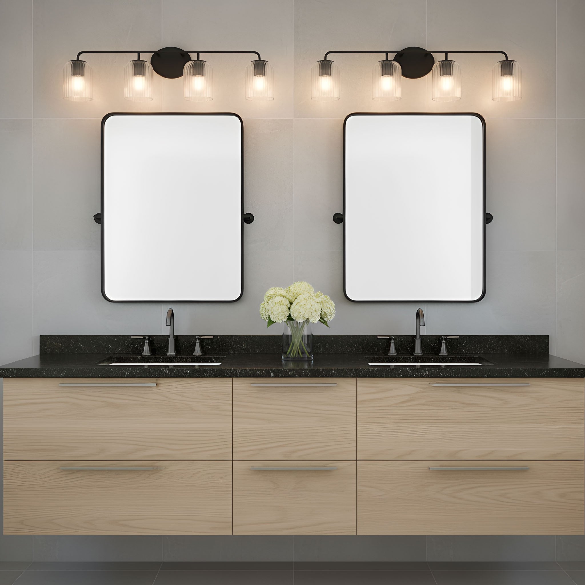 Generation Lighting - GLV1134MBK - Four Light Vanity - Eisele - Midnight Black