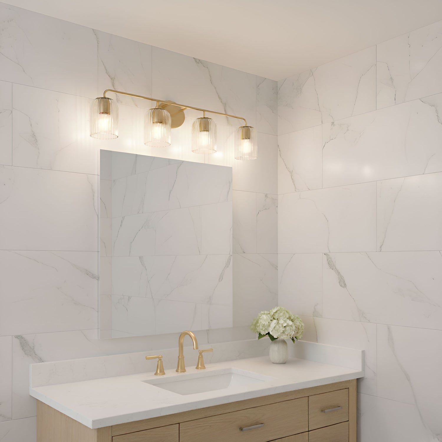 Generation Lighting - GLV1134SB - Four Light Vanity - Eisele - Satin Brass