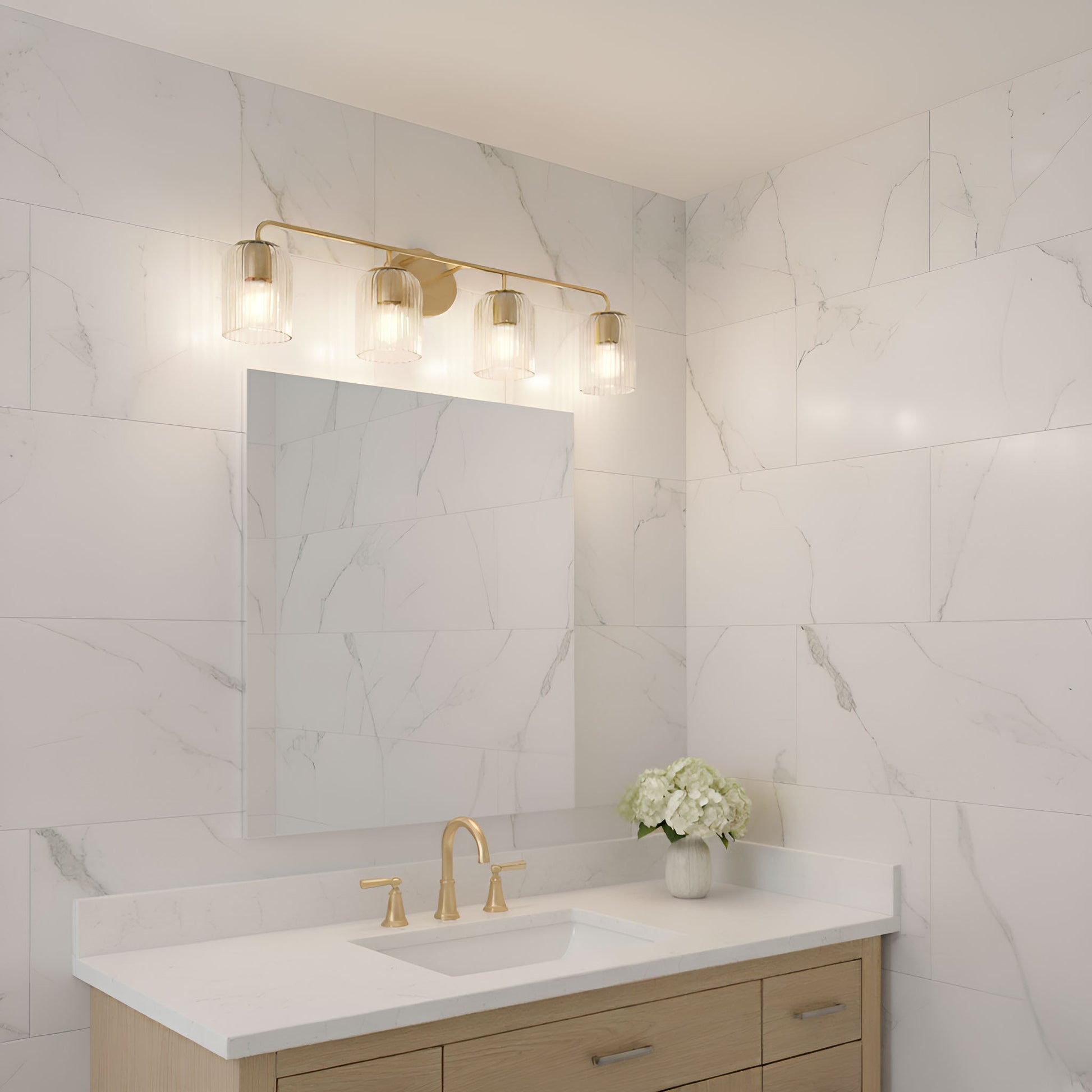 Generation Lighting - GLV1134SB - Four Light Vanity - Eisele - Satin Brass
