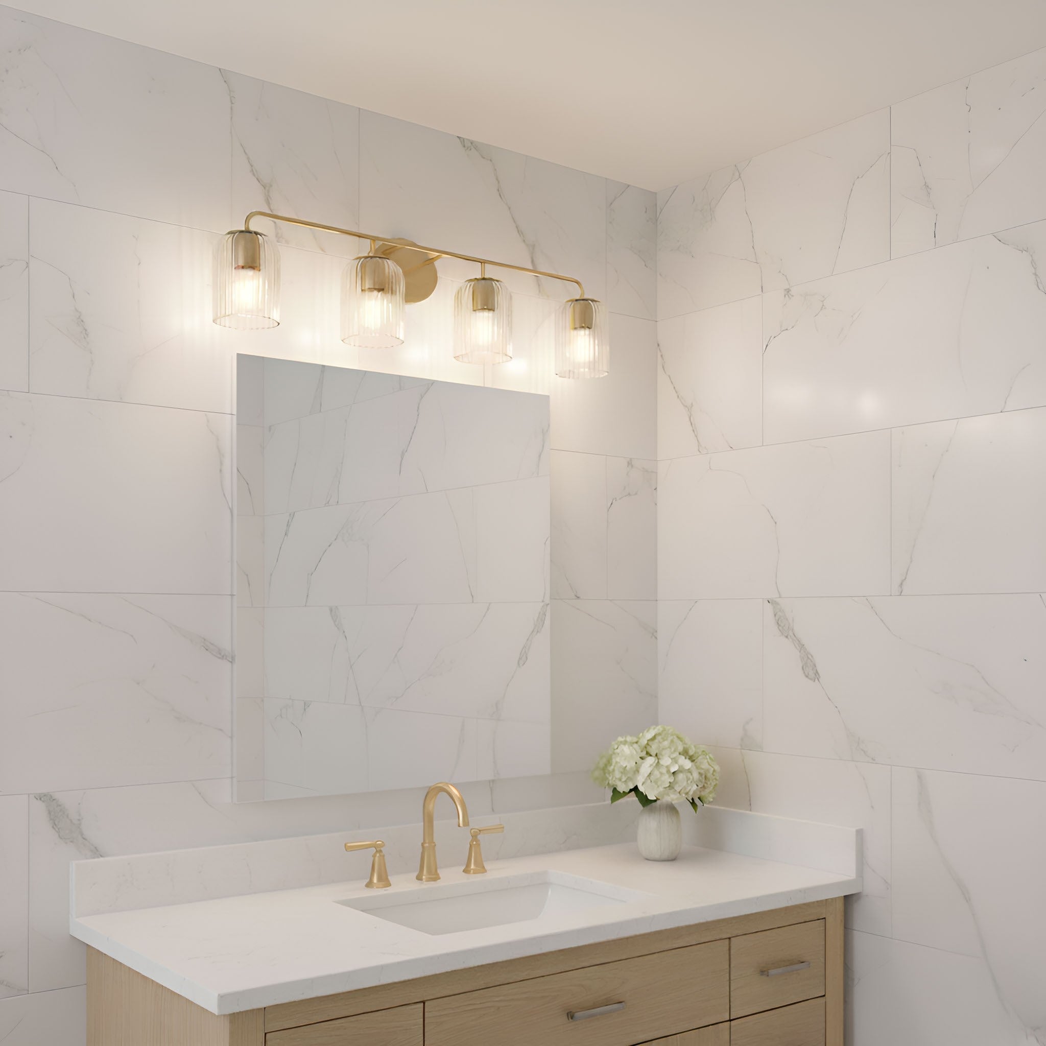 Generation Lighting - GLV1134SB - Four Light Vanity - Eisele - Satin Brass