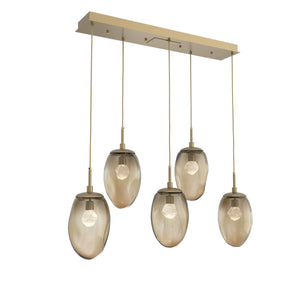 Hammerton Studio - PLB0067-05-GB-ZB-C01-L3 - LED Linear Pendant - Meteo - Gilded Brass