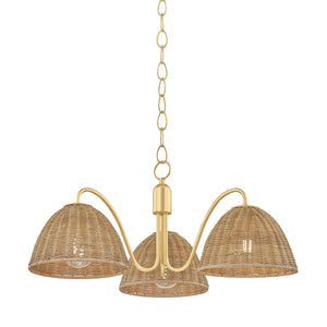 Mitzi - H1081803-AGB - Three Light Chandelier - Katniss - Aged Brass