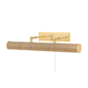 Mitzi - HL263203-AGB/GC - Three Light Picture Light - Holly - Aged Brass/Grasscloth