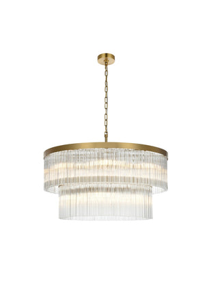 Elegant Lighting - 1070D32SG - 14 Light Chandelier - Harlow - Satin Gold and Clear