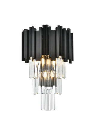 Elegant Lighting - 3400W12BK - Three Light Wall Sconce - Willow - Black and Clear