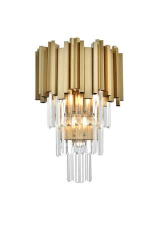 Elegant Lighting - 3400W12SG - Three Light Wall Sconce - Willow - Satin Gold and Clear