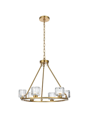 Elegant Lighting - 5100D26SG - Six Light Chandelier - Cadence - Satin Gold and Clear