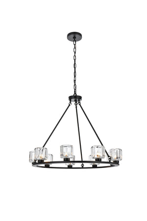 Elegant Lighting - 5100D32BK - Nine Light Chandelier - Cadence - Black and Clear