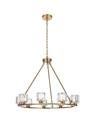 Elegant Lighting - 5100D32SG - Nine Light Chandelier - Cadence - Satin Gold and Clear