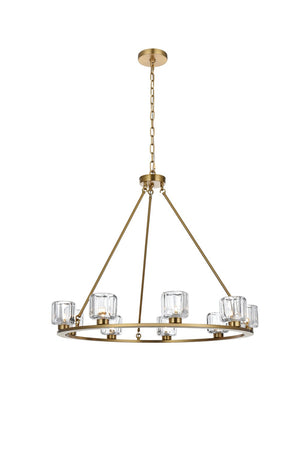 Elegant Lighting - 5100D36SG - Nine Light Chandelier - Cadence - Satin Gold and Clear