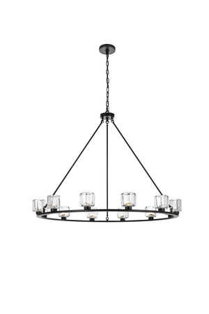 Elegant Lighting - 5100D48BK - 12 Light Chandelier - Cadence - Black and Clear