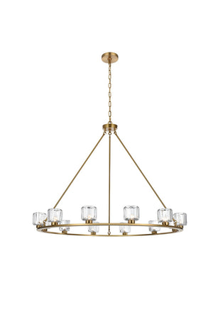 Elegant Lighting - 5100D48SG - 12 Light Chandelier - Cadence - Satin Gold and Clear