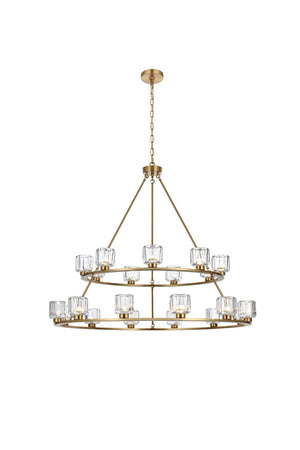 Elegant Lighting - 5100L248SG - 21 Light Chandelier - Cadence - Satin Gold and Clear