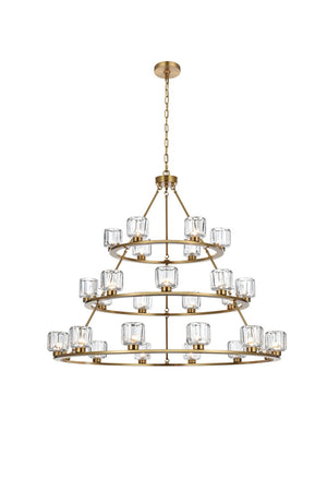 Elegant Lighting - 5100L348SG - 27 Light Chandelier - Cadence - Satin Gold and Clear