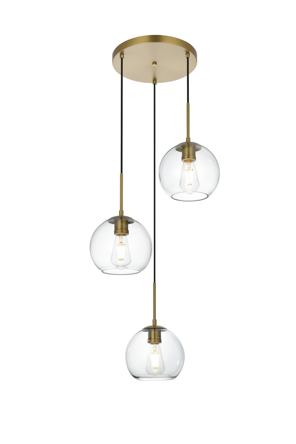Elegant Lighting - LD2208SG - Three Light Flush Mount - Baxter - Satin Gold and Clear