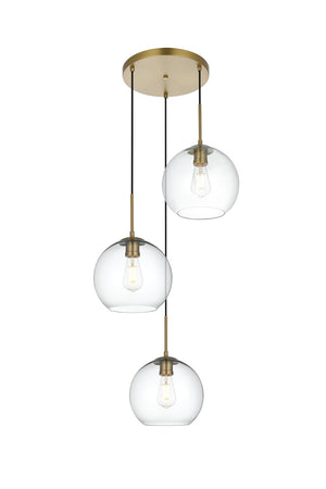 Elegant Lighting - LD2214SG - Three Light Pendant - Baxter - Satin Gold and Clear