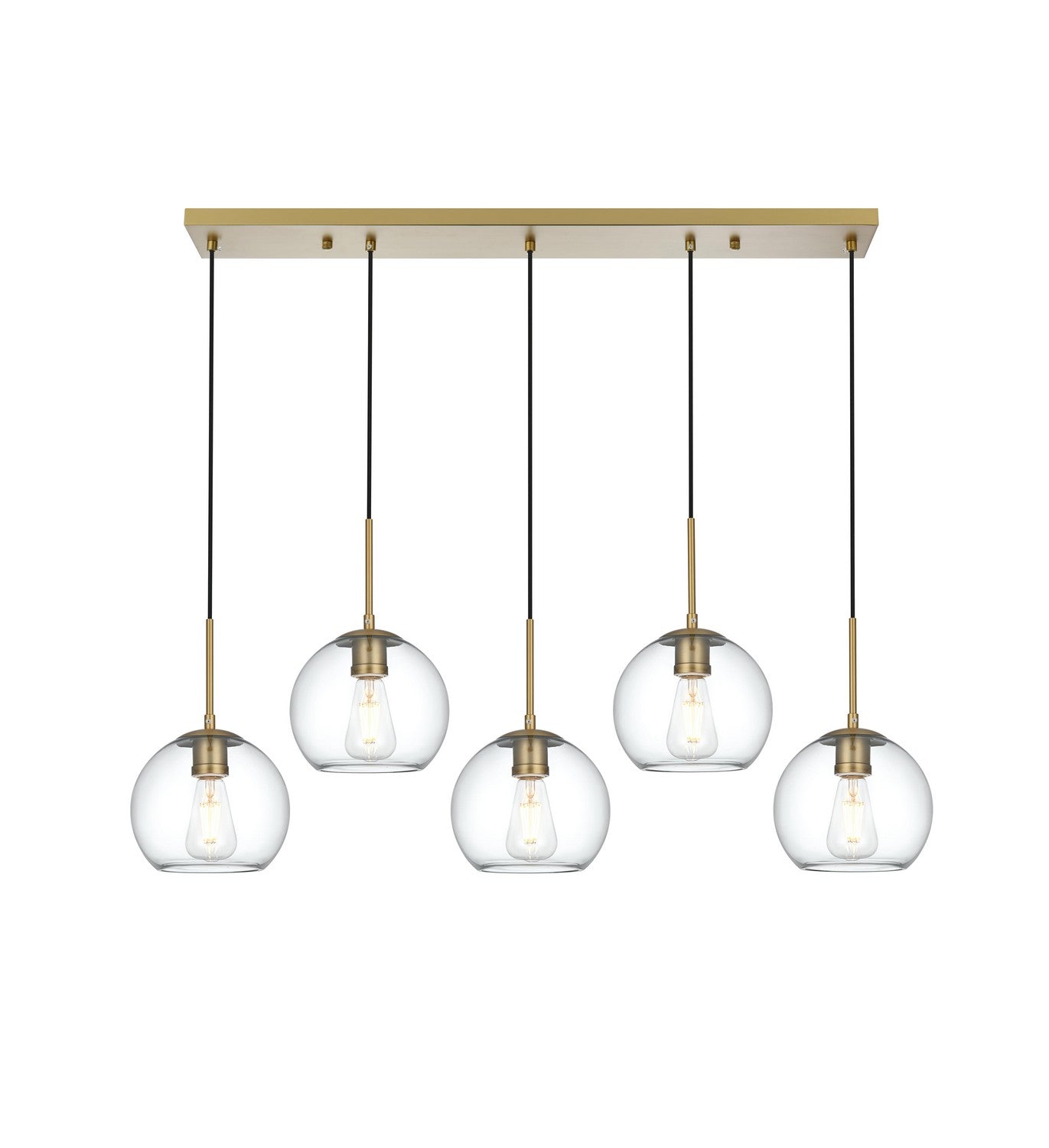 Elegant Lighting - LD2228SG - Five Light Pendant - Baxter - Satin Gold and Clear