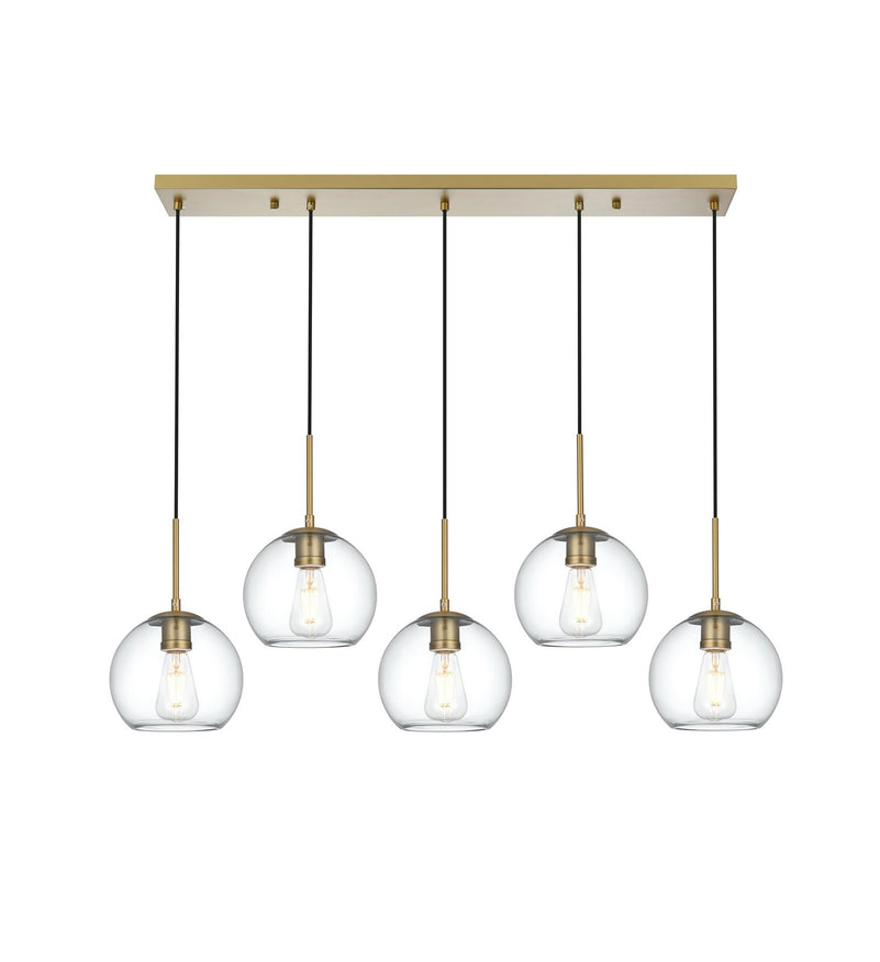 Elegant Lighting - LD2228SG - Five Light Pendant - Baxter - Satin Gold and Clear