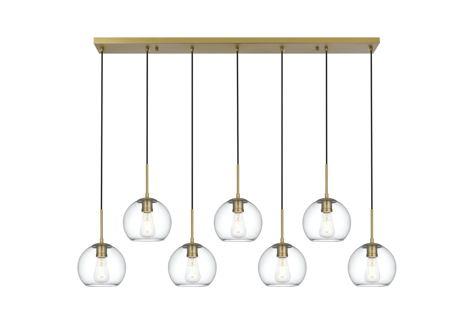 Elegant Lighting - LD2230SG - Seven Light Pendant - Baxter - Satin Gold and Clear