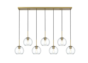Elegant Lighting - LD2230SG - Seven Light Pendant - Baxter - Satin Gold and Clear
