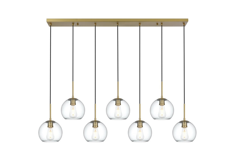 Elegant Lighting - LD2230SG - Seven Light Pendant - Baxter - Satin Gold and Clear