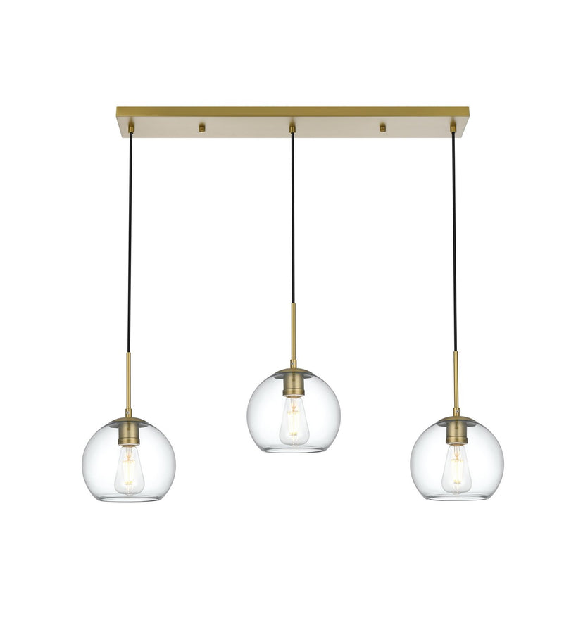 Elegant Lighting - LD2236SG - Three Light Pendant - Baxter - Satin Gold and Clear