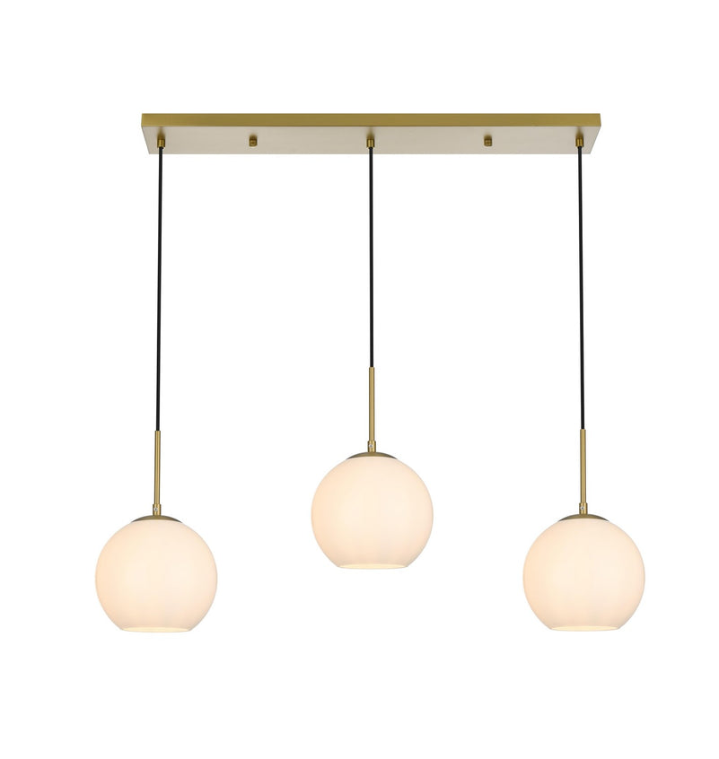 Elegant Lighting - LD2237SG - Three Light Pendant - Baxter - Satin Gold and Frosted white