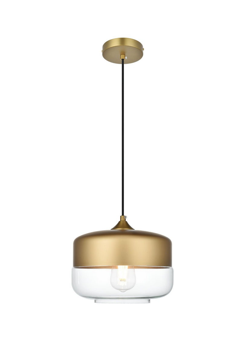 Elegant Lighting - LD2243SG - One Light Pendant - Ashwell - Satin Gold and Clear