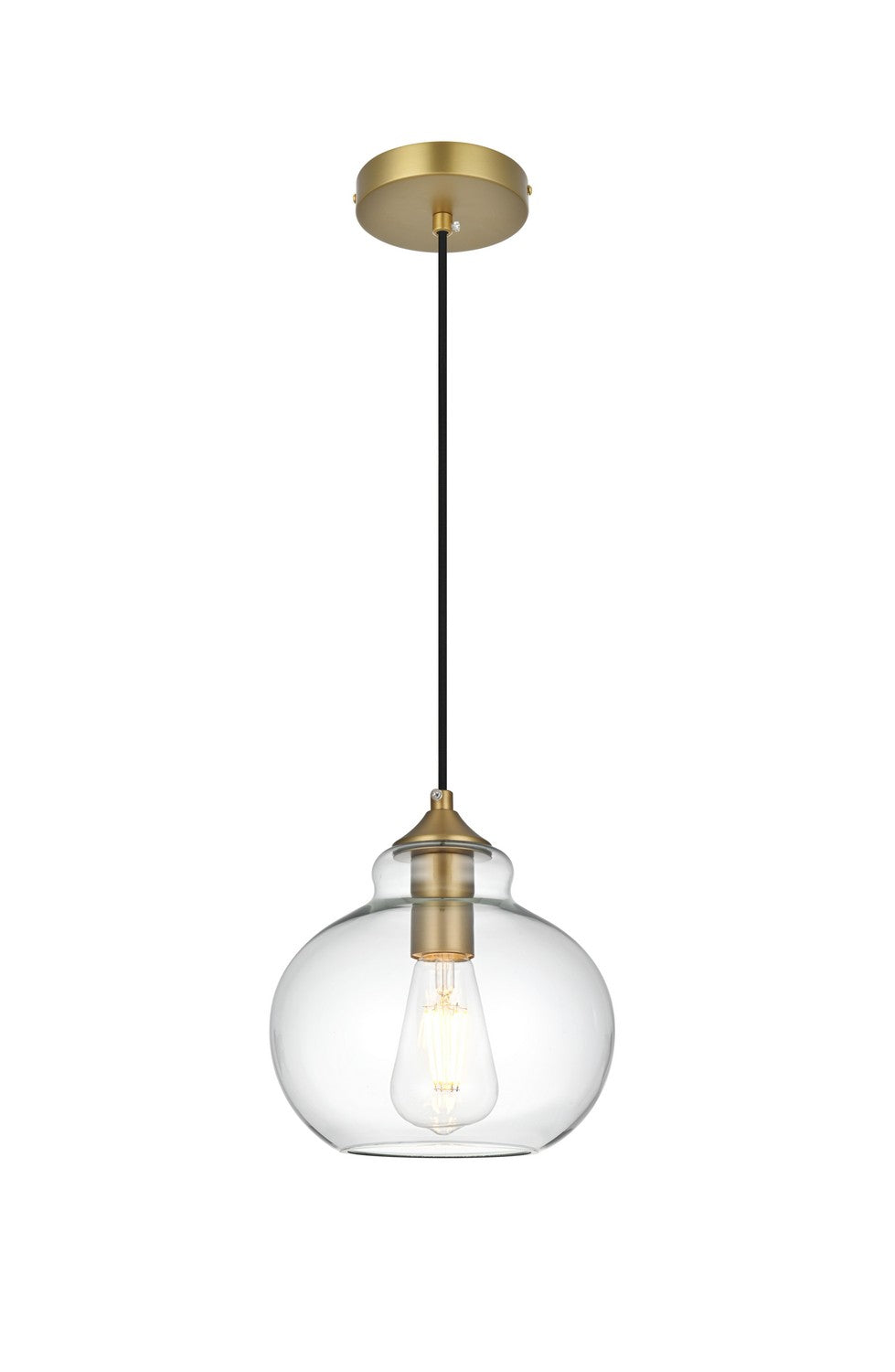 Elegant Lighting - LD2245SG - One Light Pendant - Destry - Satin Gold and Clear
