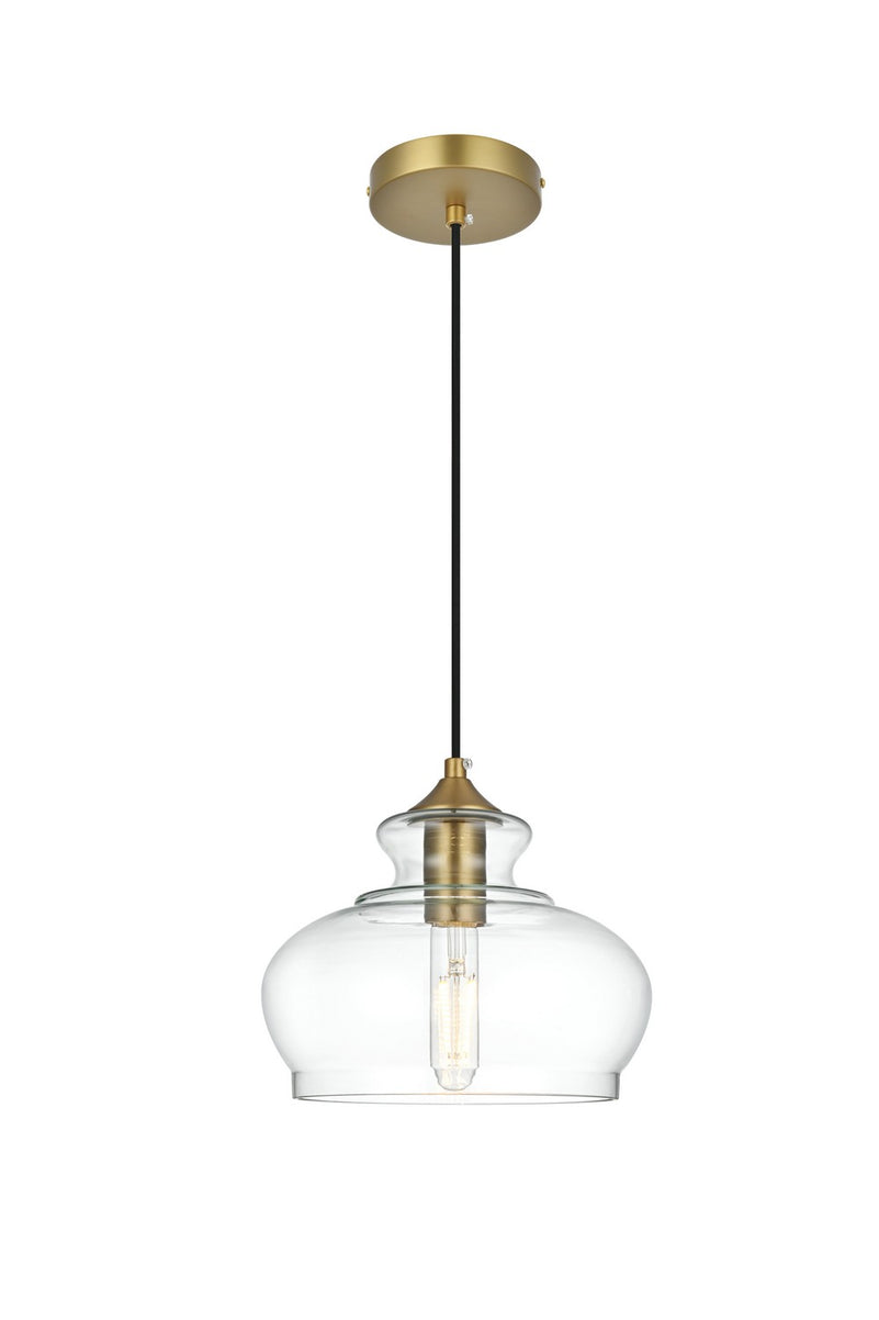Elegant Lighting - LD2246SG - One Light Pendant - Destry - Satin Gold and Clear